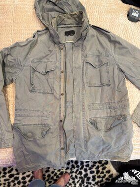 Zara Man Field Jacket — Washed Slate, Hidden Hood, XL